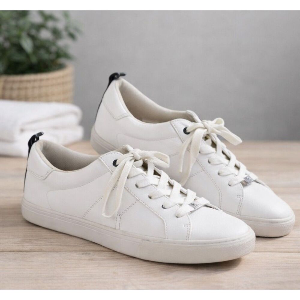Tommy Hilfiger Twlamzey-C Sneakers White Faux Leather Shoes Lace Up Womens 8